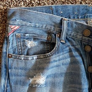 MEN RALPH LAUREN DISTRESSED SLIM JEANS